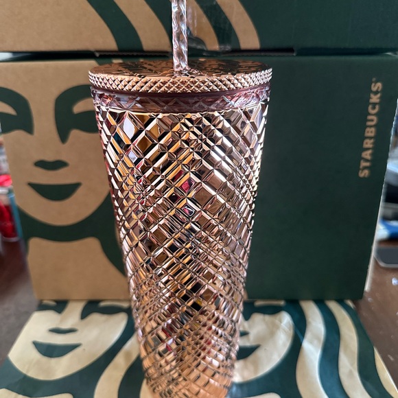 Starbucks Tumbler Chrome Rose Gold Jeweled - Holiday 2023 - Venti 24oz - Picture 2 of 5